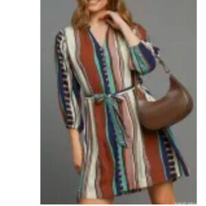 NWT Umgee Striped Multicolor Dress SZ M pit2pit 20”length 35”